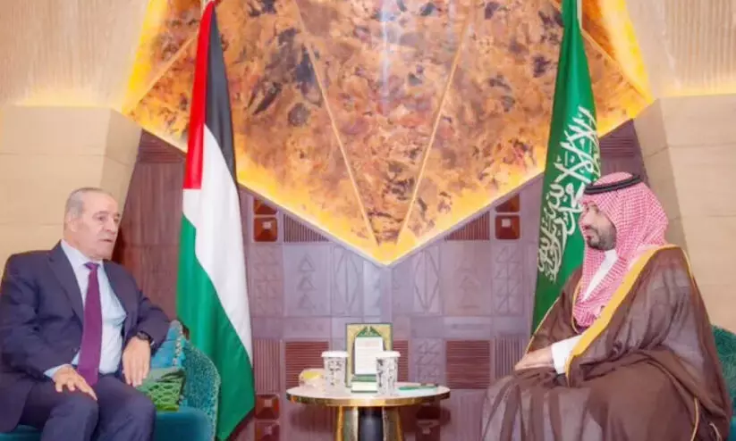 കിരീടാവകാശിയും ഫലസ്തീൻ വൈസ് പ്രസിഡന്റും ചർച്ച നടത്തി കിരീടാവകാശിയും ഫലസ്തീൻ വൈസ് പ്രസിഡന്റും ചർച്ച നടത്തി