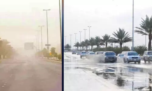 സൗ​ദി​യി​ൽ ശ​നി​യാ​ഴ്ചവ​രെ മ​ഴ​യും പൊ​ടി​ക്കാ​റ്റും മൂ​ട​ൽ​മ​ഞ്ഞും പ്ര​തീ​ക്ഷി​ക്കു​ന്ന​താ​യി കാ​ലാ​വ​സ്ഥ കേ​ന്ദ്രം