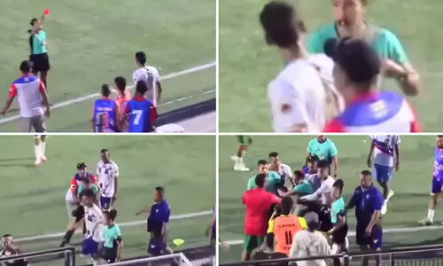 Player slapping referee during match