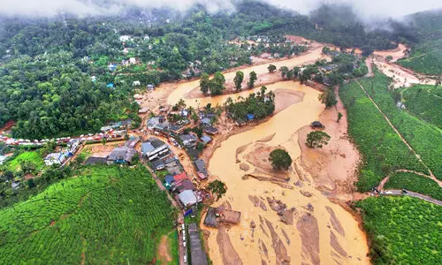 Aerial view of the Mundakkai-Chooralamala landslide Aerial view of the Mundakkai-Chooralamala landslide