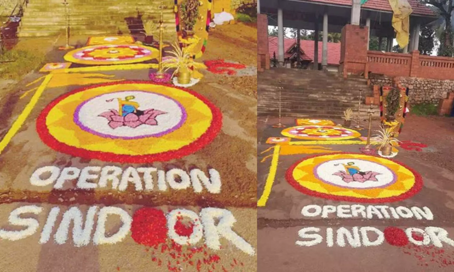 ക്ഷേത്രത്തിന് മുന്നിലെ പൂക്കളത്തിൽ ഓപ്പറേഷൻ സിന്ദൂറും കാവിക്കൊടിയും; 25 പേർക്കെതിരെ കേസ്