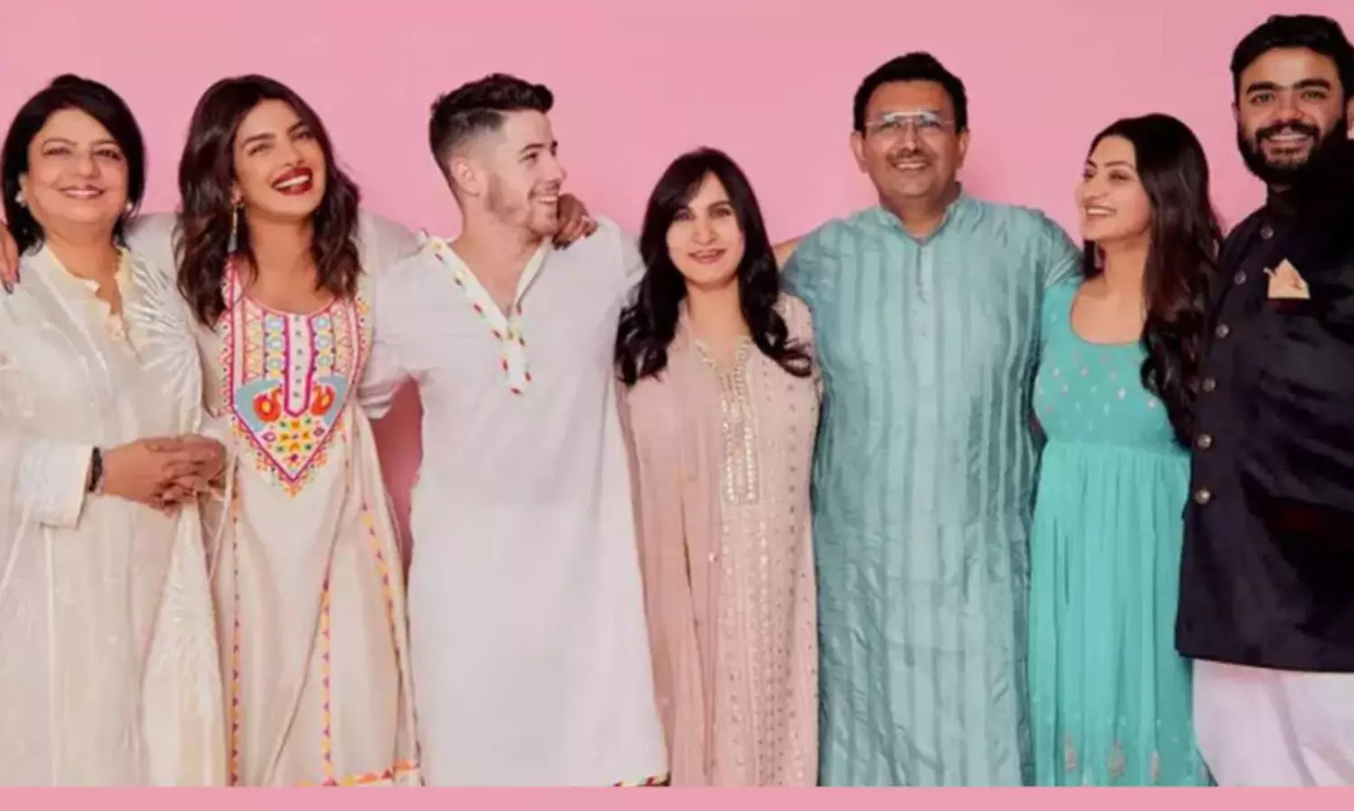 Actress Priyanka Chopra and her husband Nick Jonas with their family