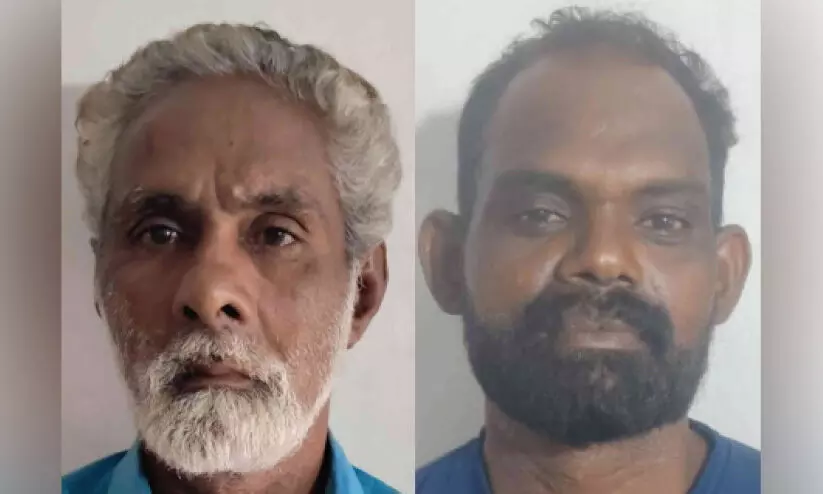 ഭി​ത്തി​ തു​ര​ന്ന് മ​ദ്യം ക​വ​ർ​ന്ന കേ​സി​ൽ ര​ണ്ടു​പേ​ർ പി​ടി​യി​ൽ