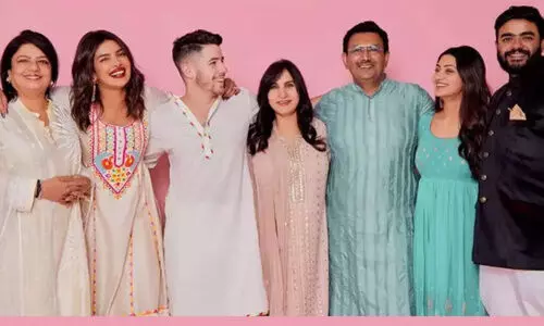 Actress Priyanka Chopra and her husband Nick Jonas with their family