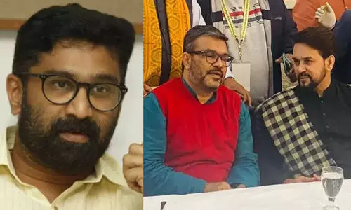 എം.ബി. രാജേഷ് കൊടുംവർഗീയവാദി അനുരാഗ് ഠാക്കൂറിനെ ആത്മാർഥ മിത്രമായി പരിചയപ്പെടുത്തുന്നയാൾ, ബി.ജെ.പിയുടെ മെഗാഫോണാകുന്നത് എന്തൊരു ദുരന്തമാണ്! -വി.ടി. ബൽറാം