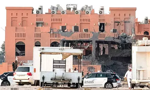 Building destroyed in Israeli attack in Doha