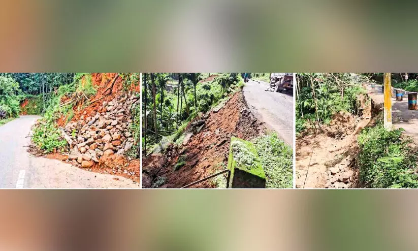 മണ്ണിടിഞ്ഞ ഭാഗങ്ങളിൽ അറ്റകുറ്റപ്പണി നടന്നില്ല; ക​രി​മ​ല​യി​ലൂ​ടെ അ​പ​ക​ട യാ​ത്ര