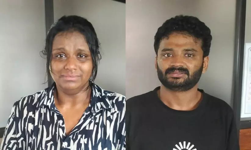 വാഹനപരിശോധനക്കിടെ എം.ഡി.എം.എയുമായി യുവാവും യുവതിയും അറസ്റ്റിൽ വാഹനപരിശോധനക്കിടെ എം.ഡി.എം.എയുമായി യുവാവും യുവതിയും അറസ്റ്റിൽ