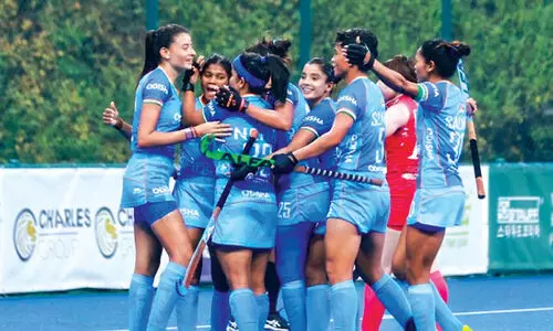 Indian stars celebrate after scoring a goal Indian stars celebrate after scoring a goal