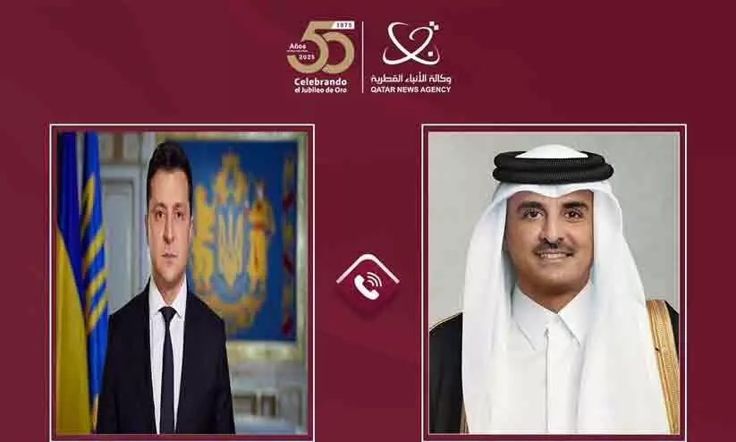 ഖത്തർ അമീർ യുക്രൈയ്ൻ പ്രസിഡന്റുമായി ചർച്ചനടത്തി ഖത്തർ അമീർ യുക്രൈയ്ൻ പ്രസിഡന്റുമായി ചർച്ചനടത്തി