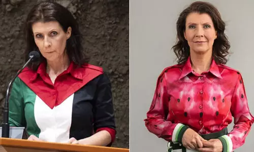 ഫലസ്തീന്‍ പതാകയുടെ നിറമുള്ള വേഷം ധരിച്ചതിന് ഡച്ച് എം.പിയോട് പുറത്തുപോകാന്‍ സ്പീക്കര്‍; മടങ്ങിവന്നത് തണ്ണിമത്തന്‍ നിറത്തിലുള്ള വസ്ത്രമണിഞ്ഞ്