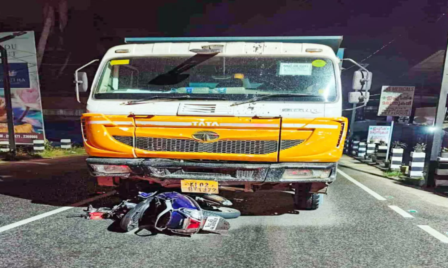 Accident involving a scooter hit by a Taurus lorry near Chathangad Bazaar in Edavanakad