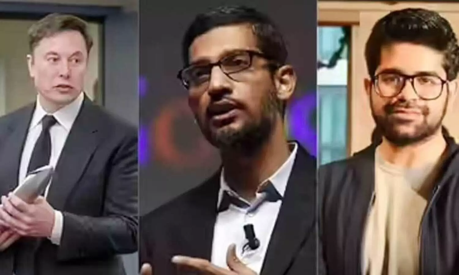 Elon Musk, Sundar Pichai and Aravind Srinivas