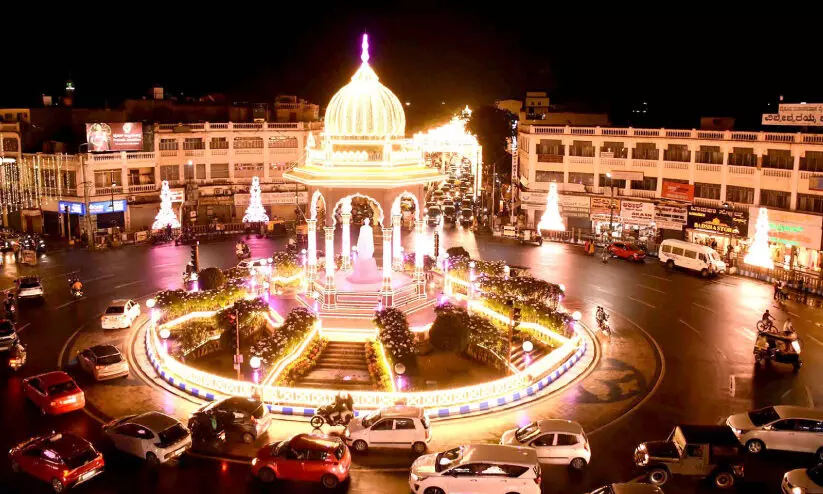 Mysore city is illuminated with electric lights