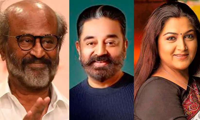 rajnikant kamal hasan and khushbu responds to karur rajnikant kamal hasan and khushbu responds to karur