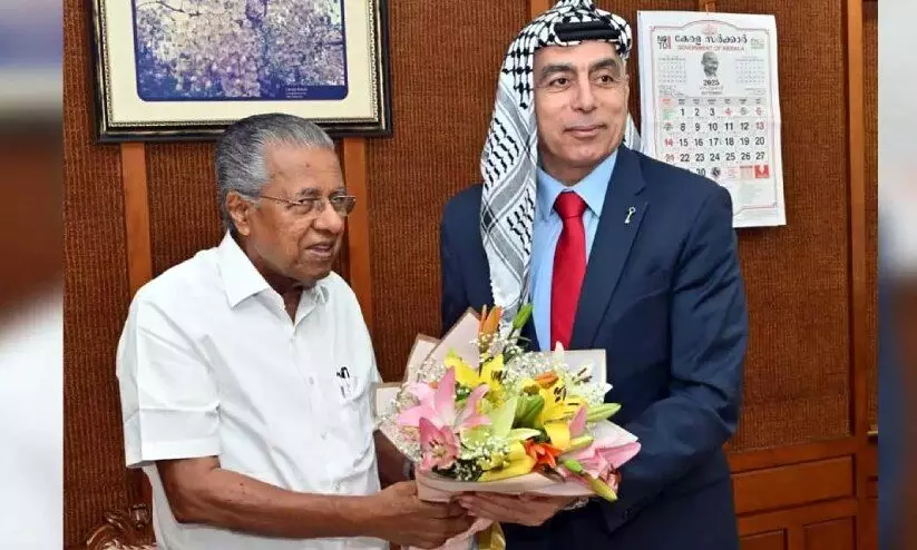 ‘കേരളം ഫലസ്തീൻ ജനതക്കൊപ്പം’; ഇന്ത്യയിലെ ഫലസ്തീൻ അംബാസിഡറുമായി കൂടിക്കാഴ്ച നടത്തി മുഖ്യമന്ത്രി ‘കേരളം ഫലസ്തീൻ ജനതക്കൊപ്പം’; ഇന്ത്യയിലെ ഫലസ്തീൻ അംബാസിഡറുമായി കൂടിക്കാഴ്ച നടത്തി മുഖ്യമന്ത്രി