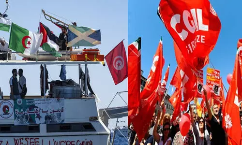 സുമുദ് ഫ്ലോട്ടില്ലയെ തടഞ്ഞതിൽ പ്രതിഷേധം: രാജ്യത്തെ സ്തംഭിപ്പിക്കാൻ ഇറ്റാലിയൻ തൊഴിലാളി യൂനിയൻ; നാളെ പൊതു പണിമുടക്ക്