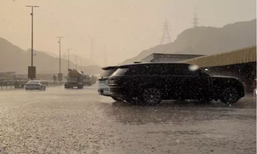 A view of the rain that fell in Masafi on Sunday