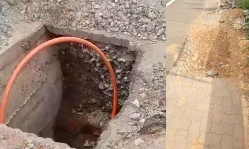 സംസ്ഥാന പാതയിൽ യാത്രക്കാർക്ക് കെണി ഒരുക്കി സ്വകാര്യ ടെലിഫോൺ കമ്പനി സംസ്ഥാന പാതയിൽ യാത്രക്കാർക്ക് കെണി ഒരുക്കി സ്വകാര്യ ടെലിഫോൺ കമ്പനി