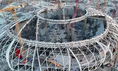 Aramco Stadium under construction in Al Khobar