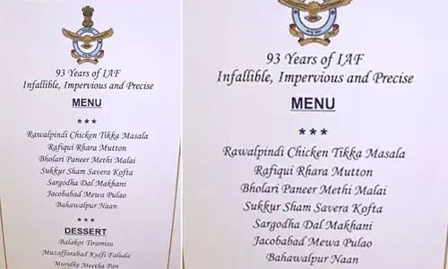 ‘റാവൽപിണ്ടി ചിക്കൻ ടിക്ക’, ‘ബാലാകോട്ട് തിരമിസു...’ ഇന്ത്യ തിരിച്ചടിച്ച സ്ഥലപ്പേരുകൾ ചേർത്ത് പാകിസ്താനെ ട്രോളി വ്യോമസേന; മെനു വൈറൽ