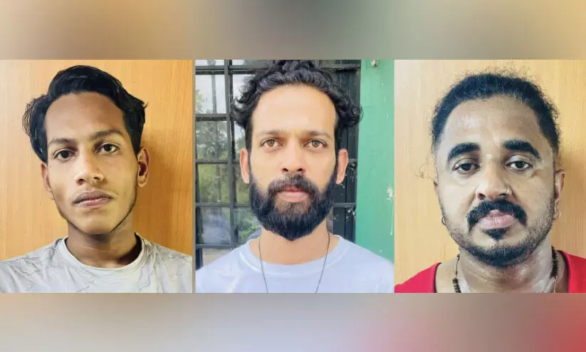 എം.​ഡി.​എം.​എ​യു​മാ​യി മൂ​ന്ന് യു​വാ​ക്ക​ൾ പി​ടി​യി​ൽ