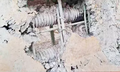 ദേ​ശീ​യ​പാ​ത നി​ർ​മാ​ണ​ത്തി​ലെ വീ​ഴ്ച; ഗ​ർ​ഡ​റു​ക​ളു​ടെ ക​മ്പി​ക​ൾ പു​റ​ത്ത്