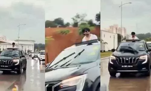 Ministers son,Fined,Sunroof,Moving SUV,krish ansari, ഗതാഗത നിയമലംഘനം, കൃഷ് അൻസാരി, സൺറൂഫ്