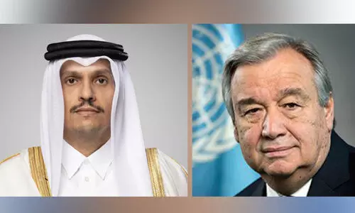 ഖ​ത്ത​ർ പ്ര​ധാ​ന​മ​ന്ത്രി യു.​എ​ൻ സെ​ക്ര​ട്ട​റി ജ​ന​റ​ലു​മാ​യി ച​ർ​ച്ച ന​ട​ത്തി