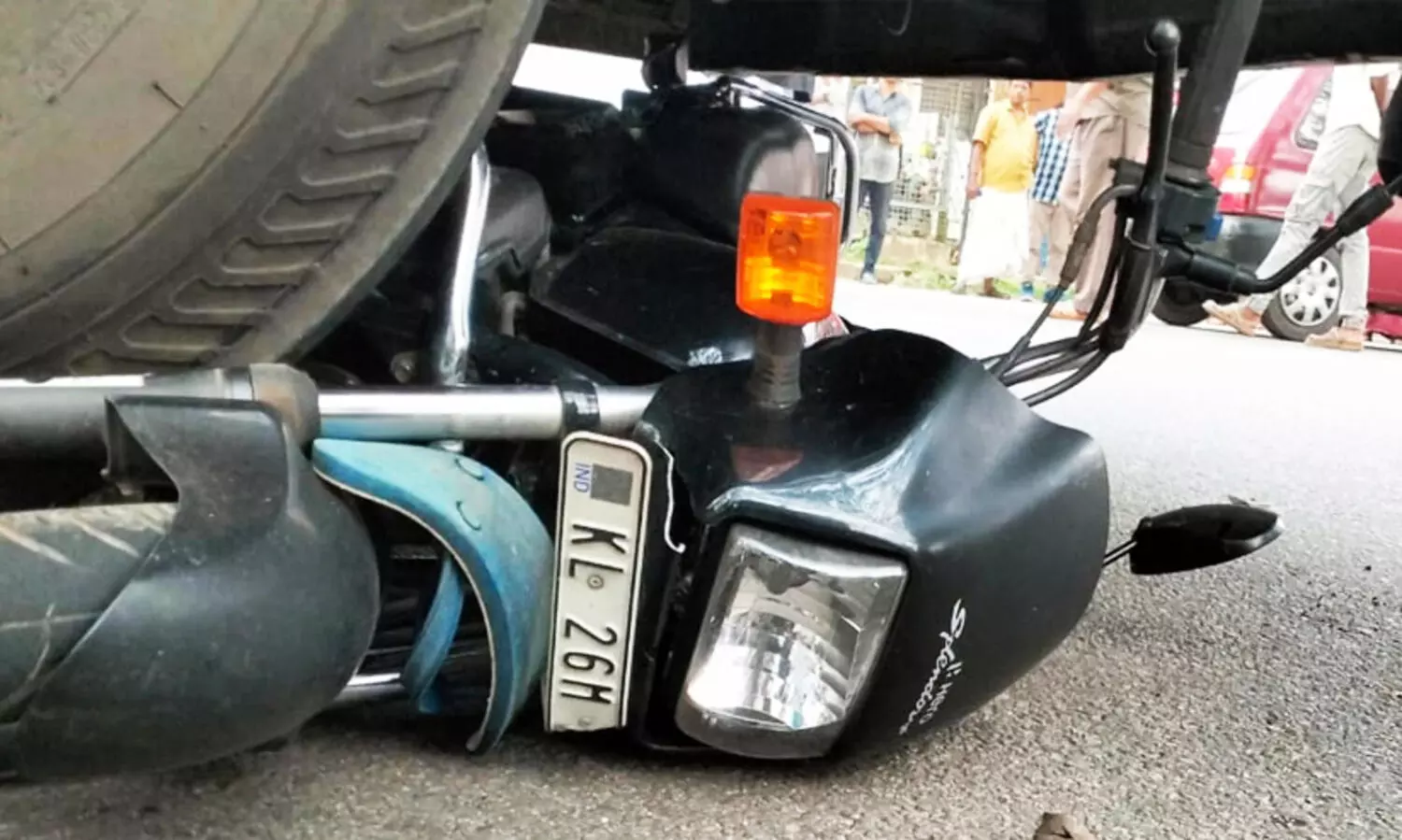 collision between private bus and bike