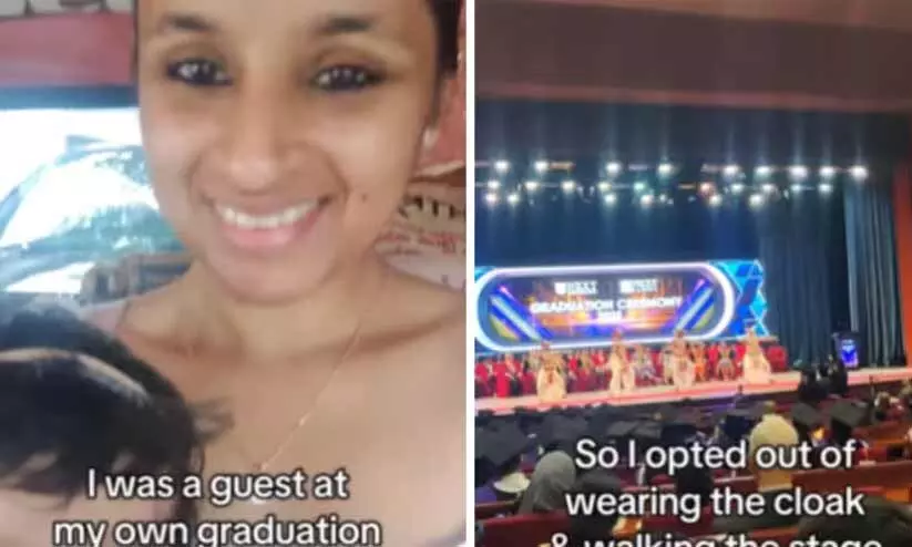 പണമില്ലാത്തതുകൊണ്ട് ബിരുദദാന ചടങ്ങിൽ പങ്കെടുക്കാൻ കഴിഞ്ഞില്ല; സഹപാഠികൾ ബിരുദം ഏറ്റു വാങ്ങുന്ന വേദിക്കു മുന്നിൽ കാഴ്ചക്കാരിയായി നിന്ന് ഒരു പെൺകുട്ടി പണമില്ലാത്തതുകൊണ്ട് ബിരുദദാന ചടങ്ങിൽ പങ്കെടുക്കാൻ കഴിഞ്ഞില്ല; സഹപാഠികൾ ബിരുദം ഏറ്റു വാങ്ങുന്ന വേദിക്കു മുന്നിൽ കാഴ്ചക്കാരിയായി നിന്ന് ഒരു പെൺകുട്ടി