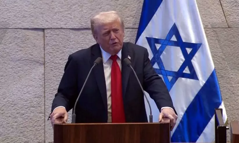 നൊബേൽ കൈവിട്ടിട്ടും അവകാശവാദത്തിന് മാറ്റമില്ല; ഇന്ത്യ -പാക് സംഘർഷം അവസാനിപ്പിച്ചത് താൻ തന്നെയെന്ന് ട്രംപ്, ഇത്തവണ ഇസ്രായേൽ പാർലമെന്റിൽ നൊബേൽ കൈവിട്ടിട്ടും അവകാശവാദത്തിന് മാറ്റമില്ല; ഇന്ത്യ -പാക് സംഘർഷം അവസാനിപ്പിച്ചത് താൻ തന്നെയെന്ന് ട്രംപ്, ഇത്തവണ ഇസ്രായേൽ പാർലമെന്റിൽ