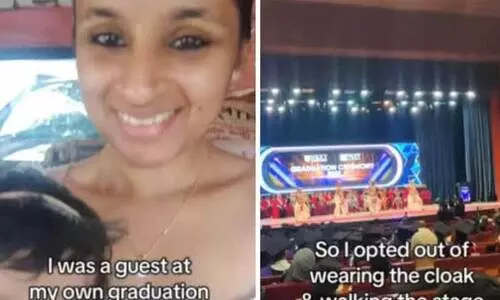 പണമില്ലാത്തതുകൊണ്ട് ബിരുദദാന ചടങ്ങിൽ പങ്കെടുക്കാൻ കഴിഞ്ഞില്ല; സഹപാഠികൾ ബിരുദം ഏറ്റു വാങ്ങുന്ന വേദിക്കു മുന്നിൽ കാഴ്ചക്കാരിയായി നിന്ന് ഒരു പെൺകുട്ടി