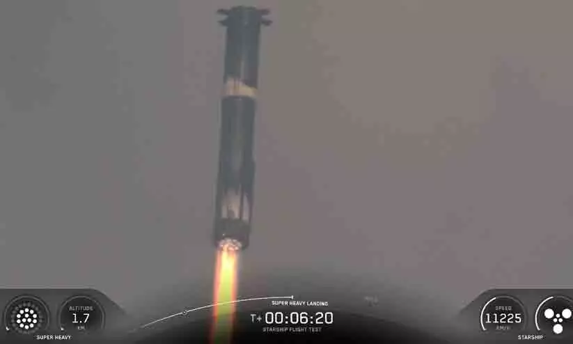 ചൊവ്വാദൗത്യം കൂടുതൽ അരികെ; സ്റ്റാർഷിപ്പിന്റെ അടുത്തഘട്ട പരീക്ഷണം പൂർത്തിയാക്കി സ്പേസ് എക്സ് ചൊവ്വാദൗത്യം കൂടുതൽ അരികെ; സ്റ്റാർഷിപ്പിന്റെ അടുത്തഘട്ട പരീക്ഷണം പൂർത്തിയാക്കി സ്പേസ് എക്സ്