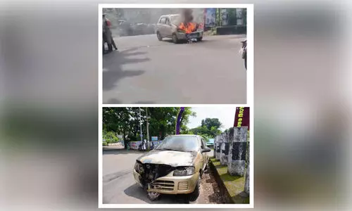 ഓടിക്കൊണ്ടിരുന്ന കാറിന്​ തീപിടിച്ചു