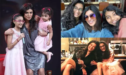 Sushmita Sen with Renee Sen and Alisah Sen