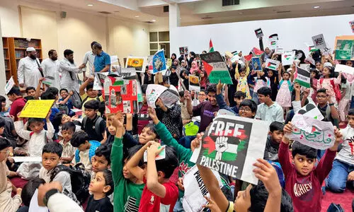 ഫ​ഹാ​ഹീ​ൽ ഇ​സ്‌​ലാ​ഹി മ​ദ്‌​റ​സ​യി​ൽ ഫ​ല​സ്തീ​ൻ ഐ​ക്യ​ദാ​ർ​ഢ്യം