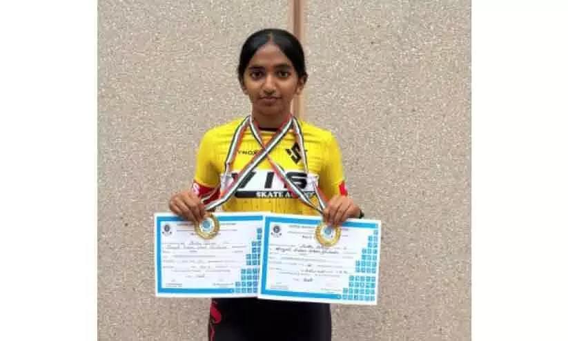 സ്​​കേ​റ്റി​ങ്​ ചാ​മ്പ്യ​ൻ​ഷി​പ്പി​ൽ സ്വ​ർ​ണ​മെ​ഡ​ലു​ക​ൾ സ്വ​ന്ത​മാ​ക്കി മ​ല​യാ​ളി പെ​ൺ​കു​ട്ടി