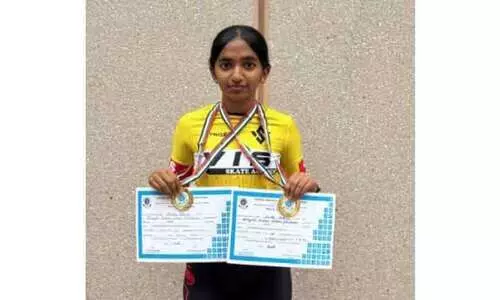 സ്​​കേ​റ്റി​ങ്​ ചാ​മ്പ്യ​ൻ​ഷി​പ്പി​ൽ സ്വ​ർ​ണ​മെ​ഡ​ലു​ക​ൾ സ്വ​ന്ത​മാ​ക്കി മ​ല​യാ​ളി പെ​ൺ​കു​ട്ടി