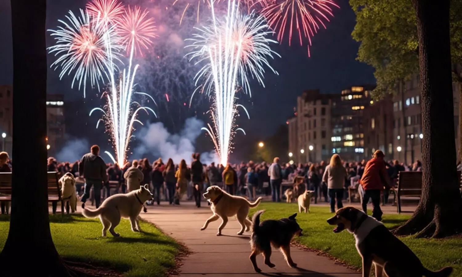 Dogs Frightened by Fireworks