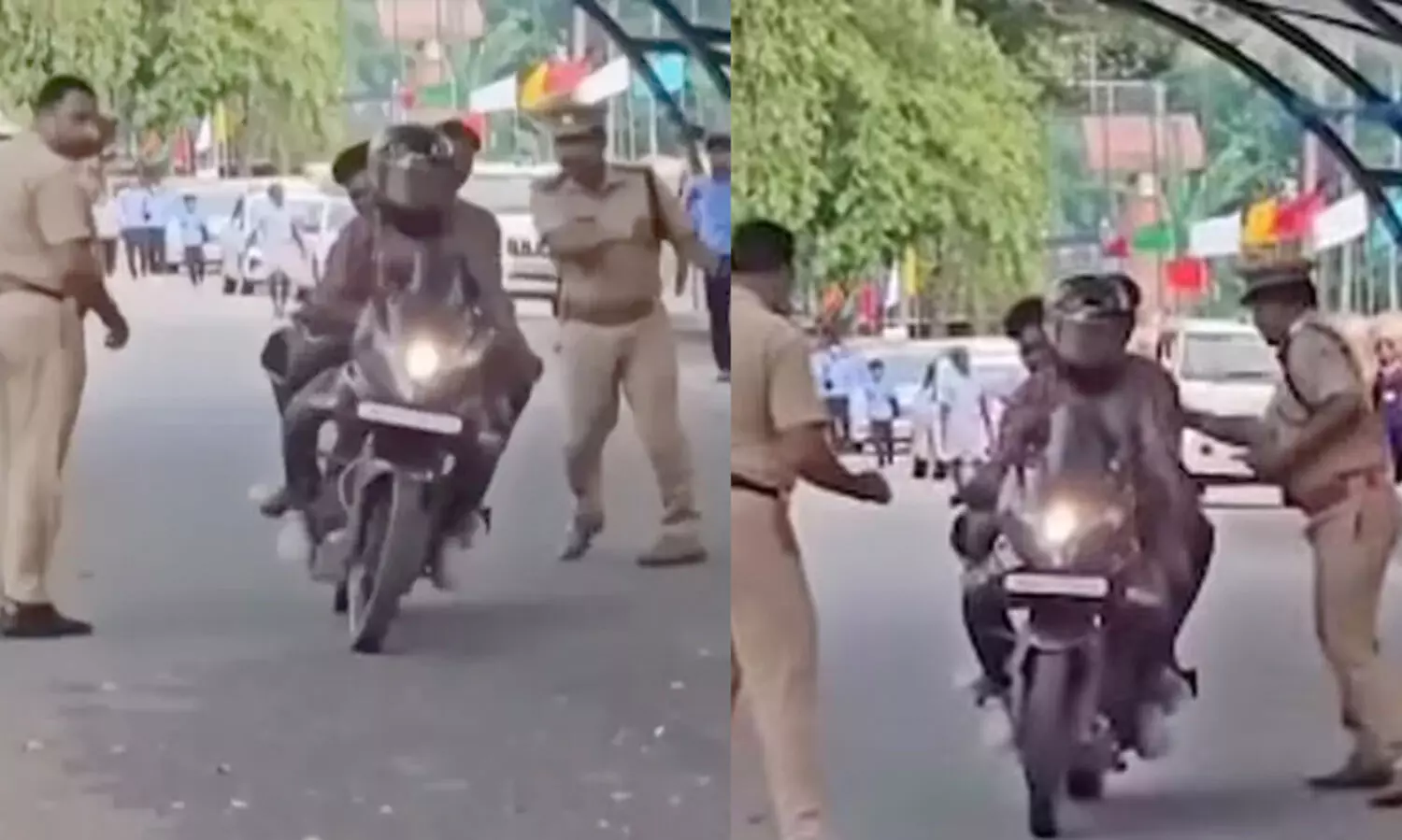 രാഷ്ട്രപതിയുടെ സന്ദർശനത്തിനിടെ നിയന്ത്രണമുള്ള റോഡിലേക്ക് പൊലീസിനെ വെട്ടിച്ച് ചീറിപ്പാഞ്ഞ് മൂന്ന്​ യുവാക്കൾ; സുരക്ഷാവീഴ്ചയെന്ന്