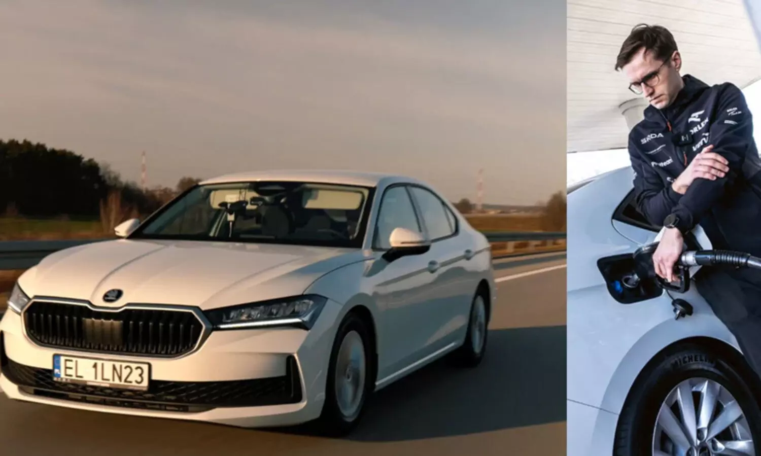 Mikko Marsic refuels a Skoda Superb