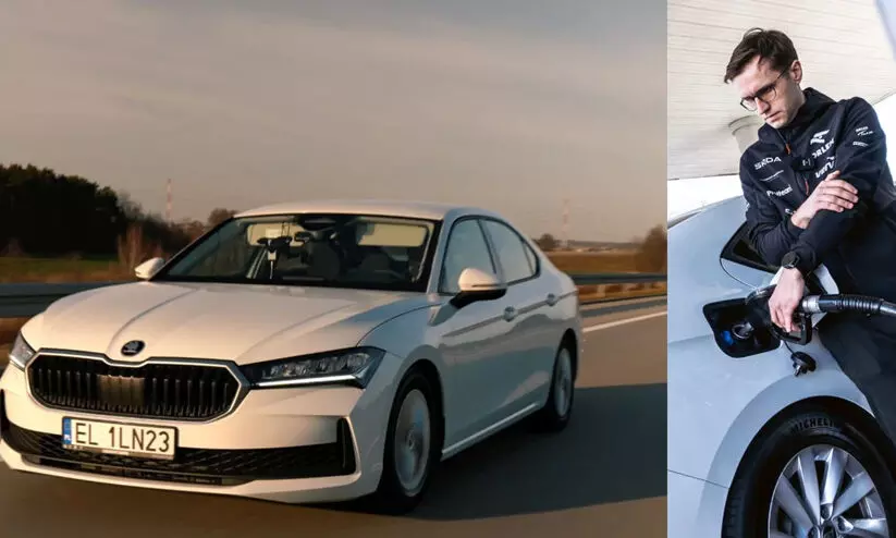 Mikko Marsic refuels a Skoda Superb Mikko Marsic refuels a Skoda Superb