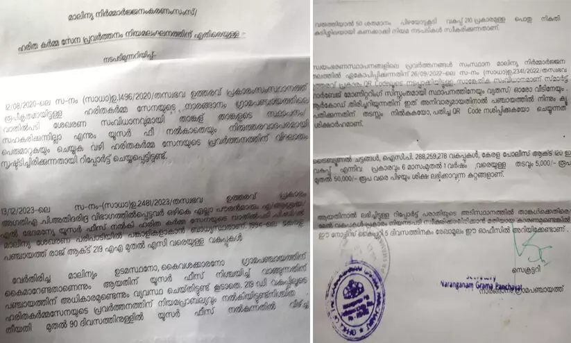 പ്ലാസ്റ്റിക് മാലിന്യം എവിടെ? കേസെടുക്കുമെന്ന് 500ഓളം വീട്ടുകാർക്ക് പഞ്ചായത്തിന്റെ നോട്ടീസ്