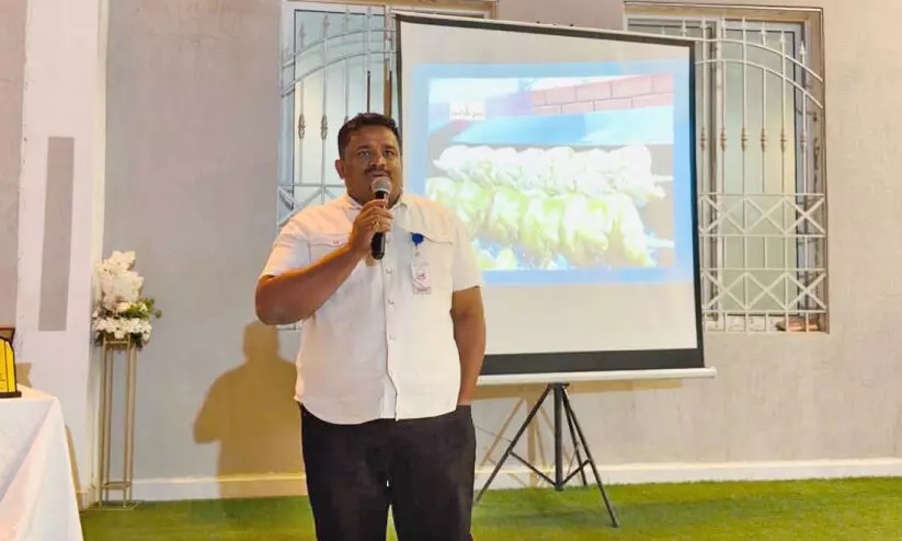 Sathar Olipuzha speaks at the Global Kerala Pravasi Association awareness program in Abaha Sathar Olipuzha speaks at the Global Kerala Pravasi Association awareness program in Abaha
