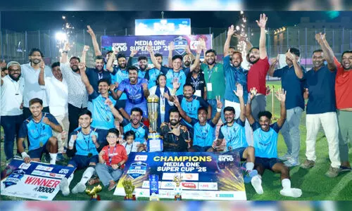 Sama United FC, the winners of the Media One Super Cup held in Jeddah, with the team trophy