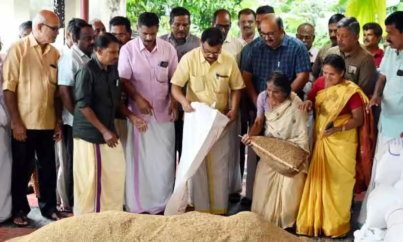 ആലത്തൂർ സഹകരണ ബാങ്ക്   നെല്ല് ശേഖരണം തുടങ്ങി 24.50 രൂ​പ​യ്ക്കാ​ണ് നെ​ല്ല്  ശേ​ഖ​രി​ക്കു​ന്ന​ത്