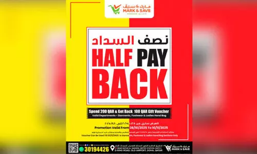 മാ​ർ​ക്ക് ആ​ൻ​ഡ് സേ​വ് ഡി ​റി​ങ് റോ​ഡി​ൽ ഹൈ​പ്പ​ർ​സ്റ്റോ​റി​ൽ ഹാ​ഫ് പേ ​ബാ​ക്ക് പ്ര​മോ​ഷ​ൻ