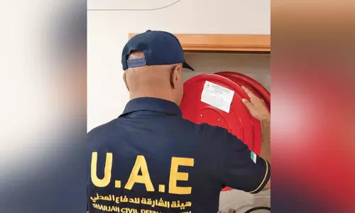 Sharjah Civil Defense personnel inspect fire protection systems
