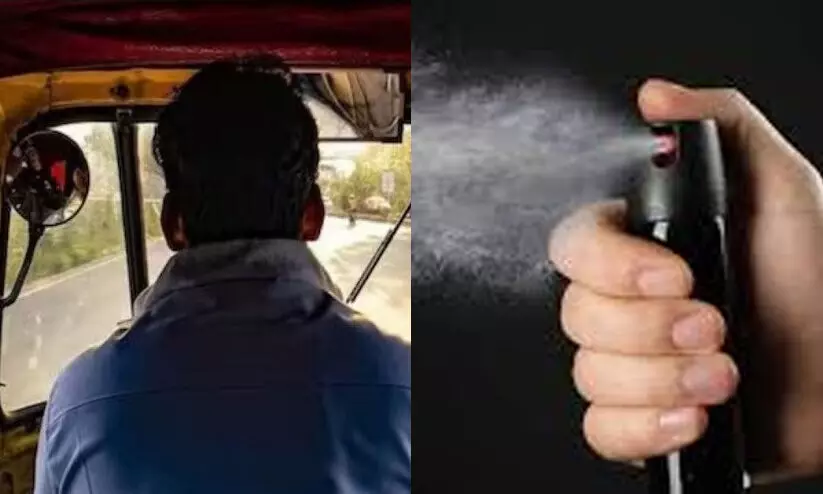 ഓട്ടോയിൽ കയറിയ വീട്ടമ്മയെ പെപ്പർ സ്പ്രേ അടിച്ച് മാലപൊട്ടിക്കാൻ ശ്രമം; ഡ്രൈവർ അടക്കം രണ്ടുപേർ അറസ്റ്റിൽ ഓട്ടോയിൽ കയറിയ വീട്ടമ്മയെ പെപ്പർ സ്പ്രേ അടിച്ച് മാലപൊട്ടിക്കാൻ ശ്രമം; ഡ്രൈവർ അടക്കം രണ്ടുപേർ അറസ്റ്റിൽ